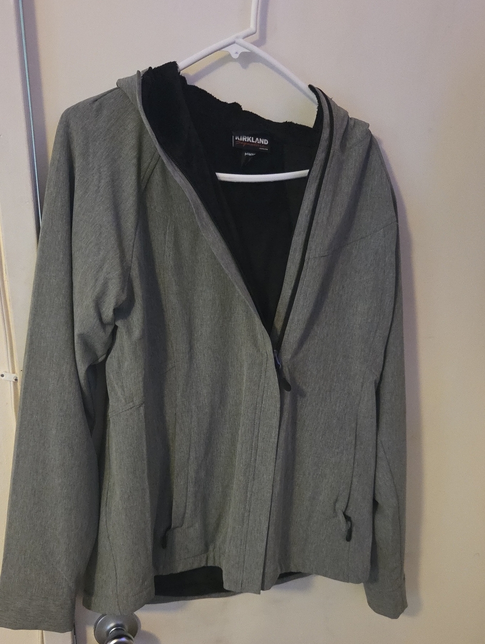 Kirkland Signature Black and Gray Hooded Zip Sweatshirt